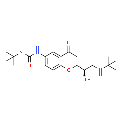 ChemSpider 2D Image | 1-(3-Acetyl-4-{(2R)-2-hydroxy-3-[(2-methyl-2-propanyl)amino]propoxy}phenyl)-3-(2-methyl-2-propanyl)urea | C20H33N3O4