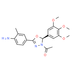 ChemSpider 2D Image | 1-[(2S)-5-(4-Amino-3-methylphenyl)-2-(3,4,5-trimethoxyphenyl)-1,3,4-oxadiazol-3(2H)-yl]ethanone | C20H23N3O5