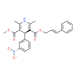 ChemSpider 2D Image | Methyl (2E)-3-phenyl-2-propen-1-yl (4S)-2,6-dimethyl-4-(3-nitrophenyl)-1,4-dihydro-3,5-pyridinedicarboxylate | C25H24N2O6