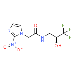 ChemSpider 2D Image | 2-(2-Nitro-1H-imidazol-1-yl)-N-[(2S)-3,3,3-trifluoro-2-hydroxypropyl]acetamide | C8H9F3N4O4