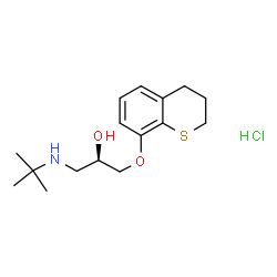 ChemSpider 2D Image | (2R)-1-(3,4-Dihydro-2H-thiochromen-8-yloxy)-3-[(2-methyl-2-propanyl)amino]-2-propanol hydrochloride (1:1) | C16H26ClNO2S