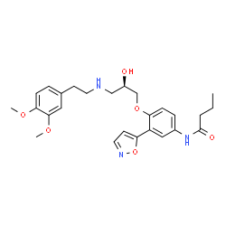ChemSpider 2D Image | N-{4-[(2R)-3-{[2-(3,4-Dimethoxyphenyl)ethyl]amino}-2-hydroxypropoxy]-3-(1,2-oxazol-5-yl)phenyl}butanamide | C26H33N3O6
