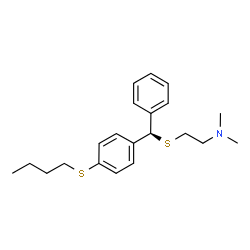 ChemSpider 2D Image | 2-{[(R)-[4-(Butylsulfanyl)phenyl](phenyl)methyl]sulfanyl}-N,N-dimethylethanamine | C21H29NS2