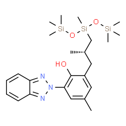 ChemSpider 2D Image | 2-(2H-Benzotriazol-2-yl)-6-[(2S)-3-(1,1,1,3,5,5,5-heptamethyl-3-trisiloxanyl)-2-methylpropyl]-4-methylphenol | C24H39N3O3Si3