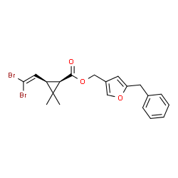 ChemSpider 2D Image | (5-Benzyl-3-furyl)methyl (1R,3R)-3-(2,2-dibromovinyl)-2,2-dimethylcyclopropanecarboxylate | C20H20Br2O3