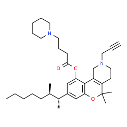 ChemSpider 2D Image | 5,5-Dimethyl-8-[(2R,3R)-3-methyl-2-octanyl]-2-(2-propyn-1-yl)-1,3,4,5-tetrahydro-2H-chromeno[4,3-c]pyridin-10-yl 4-(1-piperidinyl)butanoate | C35H52N2O3