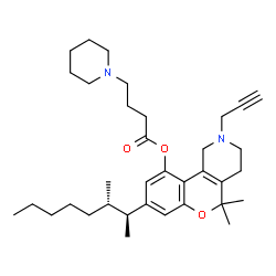 ChemSpider 2D Image | 5,5-Dimethyl-8-[(2S,3S)-3-methyl-2-octanyl]-2-(2-propyn-1-yl)-1,3,4,5-tetrahydro-2H-chromeno[4,3-c]pyridin-10-yl 4-(1-piperidinyl)butanoate | C35H52N2O3