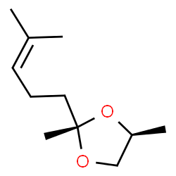 ChemSpider 2D Image | (2S,4S)-2,4-Dimethyl-2-(4-methyl-3-penten-1-yl)-1,3-dioxolane | C11H20O2