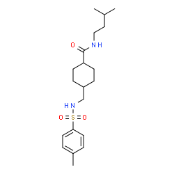 ChemSpider 2D Image | N-(3-Methylbutyl)-4-({[(4-methylphenyl)sulfonyl]amino}methyl)cyclohexanecarboxamide | C20H32N2O3S
