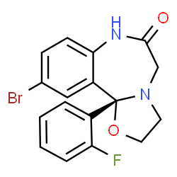 ChemSpider 2D Image | (11bS)-10-Bromo-11b-(2-fluorophenyl)-2,3,7,11b-tetrahydro[1,3]oxazolo[3,2-d][1,4]benzodiazepin-6(5H)-one | C17H14BrFN2O2