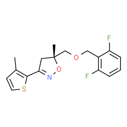 ChemSpider 2D Image | (5R)-5-{[(2,6-Difluorobenzyl)oxy]methyl}-5-methyl-3-(3-methyl-2-thienyl)-4,5-dihydro-1,2-oxazole | C17H17F2NO2S