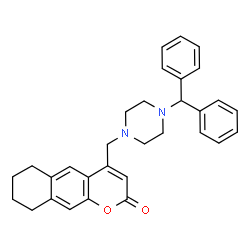 ChemSpider 2D Image | 4-{[4-(Diphenylmethyl)-1-piperazinyl]methyl}-6,7,8,9-tetrahydro-2H-benzo[g]chromen-2-one | C31H32N2O2