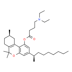 ChemSpider 2D Image | (9R)-6,6,9-Trimethyl-3-[(2R)-2-nonanyl]-7,8,9,10-tetrahydro-6H-benzo[c]chromen-1-yl 4-(diethylamino)butanoate | C33H53NO3