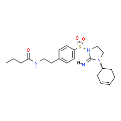 ChemSpider 2D Image | N-{2-[4-({(2Z)-3-[(1R)-3-Cyclohexen-1-yl]-2-imino-1-imidazolidinyl}sulfonyl)phenyl]ethyl}butanamide | C21H30N4O3S