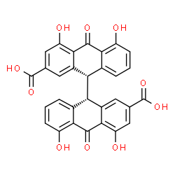 ChemSpider 2D Image | (9S,9'S)-4,4',5,5'-Tetrahydroxy-10,10'-dioxo-9,9',10,10'-tetrahydro-9,9'-bianthracene-2,2'-dicarboxylic acid | C30H18O10