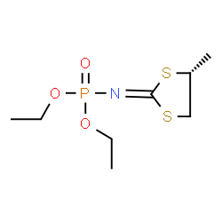 ChemSpider 2D Image | Diethyl [(4R)-4-methyl-1,3-dithiolan-2-ylidene]phosphoramidate | C8H16NO3PS2
