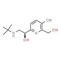 ChemSpider 2D Image | 2-(Hydroxymethyl)-6-{(1S)-1-hydroxy-2-[(2-methyl-2-propanyl)amino]ethyl}-3-pyridinol | C12H20N2O3