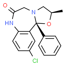 ChemSpider 2D Image | (2R,11bR)-10-Chloro-2-methyl-11b-phenyl-2,3,7,11b-tetrahydro[1,3]oxazolo[3,2-d][1,4]benzodiazepin-6(5H)-one | C18H17ClN2O2