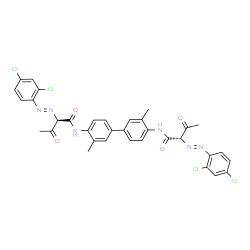 ChemSpider 2D Image | (2S,2'R)-N,N'-(3,3'-Dimethyl-4,4'-biphenyldiyl)bis{2-[(E)-(2,4-dichlorophenyl)diazenyl]-3-oxobutanamide} | C34H28Cl4N6O4