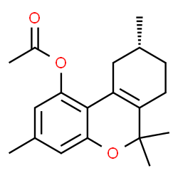 ChemSpider 2D Image | (9R)-3,6,6,9-Tetramethyl-7,8,9,10-tetrahydro-6H-benzo[c]chromen-1-yl acetate | C19H24O3