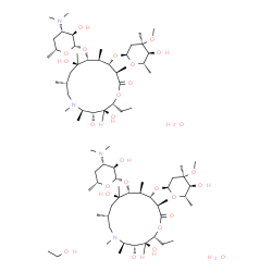 ChemSpider 2D Image | (2R,3S,4R,5R,8R,10R,11R,12S,13S,14R)-11-[(2S,3R,4S,6R)-4-(dimethylamino)-3-hydroxy-6-methyl-tetrahydropyran-2-yl]oxy-2-ethyl-3,4,10-trihydroxy-13-[(2R,4R,5S,6S)-5-hydroxy-4-methoxy-4,6-dimethyl-tetrahydropyran-2-yl]oxy-3,5,6,8,10,12,14-heptamethyl-1-oxa-6-azacyclopentadecan-15-one;ethanol;dihydrate | C78H154N4O27