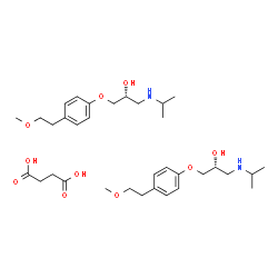 ChemSpider 2D Image | Succinic acid - (2R)-1-(isopropylamino)-3-[4-(2-methoxyethyl)phenoxy]-2-propanol (1:2) | C34H56N2O10