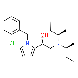 ChemSpider 2D Image | (1R)-2-{(2R)-2-Butanyl[(2S)-2-butanyl]amino}-1-[1-(2-chlorobenzyl)-1H-pyrrol-2-yl]ethanol | C21H31ClN2O