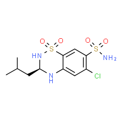 ChemSpider 2D Image | (3R)-6-Chloro-3-isobutyl-3,4-dihydro-2H-1,2,4-benzothiadiazine-7-sulfonamide 1,1-dioxide | C11H16ClN3O4S2