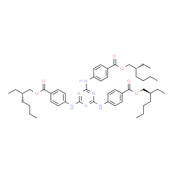 ChemSpider 2D Image | (2R)-2-Ethylhexyl bis[(2S)-2-ethylhexyl] 4,4',4''-(1,3,5-triazine-2,4,6-triyltriimino)tribenzoate | C48H66N6O6