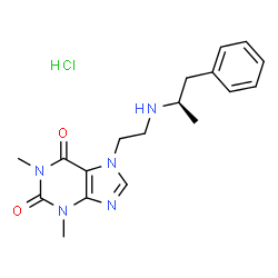 ChemSpider 2D Image | 1,3-Dimethyl-7-(2-{[(2R)-1-phenyl-2-propanyl]amino}ethyl)-3,7-dihydro-1H-purine-2,6-dione hydrochloride (1:1) | C18H24ClN5O2