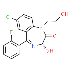 ChemSpider 2D Image | (3S)-7-Chloro-5-(2-fluorophenyl)-3-hydroxy-1-(2-hydroxyethyl)-1,3-dihydro-2H-1,4-benzodiazepin-2-one | C17H14ClFN2O3