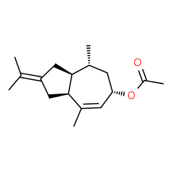 ChemSpider 2D Image | (3aS,4R,6S,8aS)-2-Isopropylidene-4,8-dimethyl-1,2,3,3a,4,5,6,8a-octahydro-6-azulenyl acetate | C17H26O2
