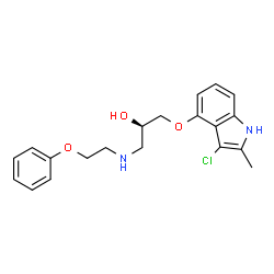 ChemSpider 2D Image | (2R)-1-[(3-Chloro-2-methyl-1H-indol-4-yl)oxy]-3-[(2-phenoxyethyl)amino]-2-propanol | C20H23ClN2O3