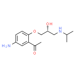 ChemSpider 2D Image | 1-{5-Amino-2-[(2R)-2-hydroxy-3-(isopropylamino)propoxy]phenyl}ethanone | C14H22N2O3