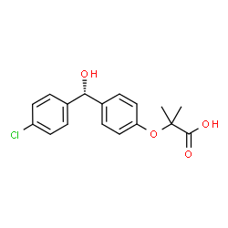 ChemSpider 2D Image | 2-{4-[(R)-(4-Chlorophenyl)(hydroxy)methyl]phenoxy}-2-methylpropanoic acid | C17H17ClO4