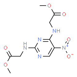 ChemSpider 2D Image | Dimethyl 2,2'-[(5-nitro-2,4-pyrimidinediyl)diimino]diacetate (non-preferred name) | C10H13N5O6