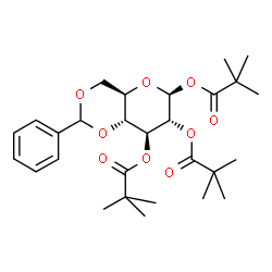 ChemSpider 2D Image | 4,6-O-Benzylidene-1,2,3-tris-O-(2,2-dimethylpropanoyl)-beta-D-glucopyranose | C28H40O9