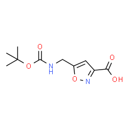 ChemSpider 2D Image | 5-[({[(2-Methyl-2-propanyl)oxy]carbonyl}amino)methyl]-1,2-oxazole-3-carboxylic acid | C10H14N2O5