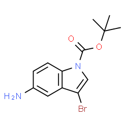 ChemSpider 2D Image | TERT-BUTYL 5-AMINO-3-BROMO-1H-INDOLE-1-CARBOXYLATE | C13H15BrN2O2