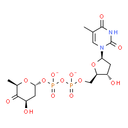 ChemSpider 2D Image | [[(2R,3S,5R)-3-hydroxy-5-(5-methyl-2,4-dioxo-pyrimidin-1-yl)tetrahydrofuran-2-yl]methoxy-oxido-phosphoryl] [(2R,4R,6R)-4-hydroxy-6-methyl-5-oxo-tetrahydropyran-2-yl] phosphate | C16H22N2O14P2