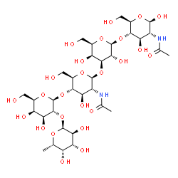 ChemSpider 2D Image | alpha-L-Fucp-(1->2)-beta-D-Galp-(1->4)-beta-D-GlcpNAc-(1->3)-beta-D-Galp-(1->4)-beta-D-GlcpNAc | C34H58N2O25