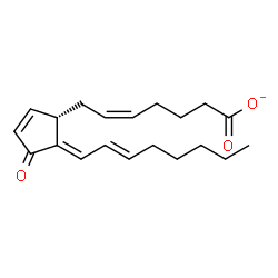 ChemSpider 2D Image | (5Z,12E,14E)-11-Oxoprosta-5,9,12,14-tetraen-1-oate | C20H27O3