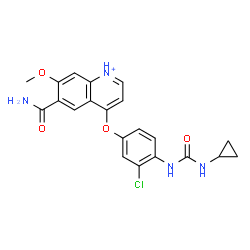 ChemSpider 2D Image | 6-Carbamoyl-4-{3-chloro-4-[(cyclopropylcarbamoyl)amino]phenoxy}-7-methoxyquinolinium | C21H20ClN4O4