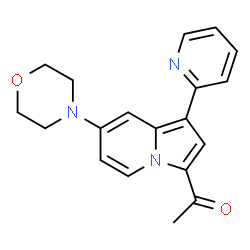 ChemSpider 2D Image | 1-[7-(4-Morpholinyl)-1-(2-pyridinyl)-3-indolizinyl]ethanone | C19H19N3O2