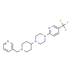 ChemSpider 2D Image | 1-[1-(3-Pyridinylmethyl)-4-piperidinyl]-4-[5-(trifluoromethyl)-2-pyridinyl]piperazine | C21H26F3N5