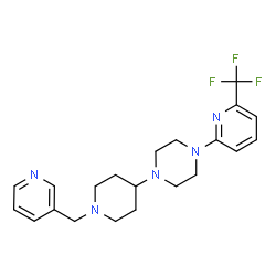 ChemSpider 2D Image | 1-[1-(3-Pyridinylmethyl)-4-piperidinyl]-4-[6-(trifluoromethyl)-2-pyridinyl]piperazine | C21H26F3N5