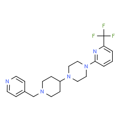 ChemSpider 2D Image | 1-[1-(4-Pyridinylmethyl)-4-piperidinyl]-4-[6-(trifluoromethyl)-2-pyridinyl]piperazine | C21H26F3N5