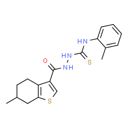 ChemSpider 2D Image | N-(2-Methylphenyl)-2-[(6-methyl-4,5,6,7-tetrahydro-1-benzothiophen-3-yl)carbonyl]hydrazinecarbothioamide | C18H21N3OS2