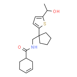 ChemSpider 2D Image | N-({1-[5-(1-Hydroxyethyl)-2-thienyl]cyclopentyl}methyl)-3-cyclohexene-1-carboxamide | C19H27NO2S
