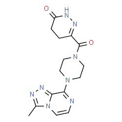 ChemSpider 2D Image | 6-{[4-(3-Methyl[1,2,4]triazolo[4,3-a]pyrazin-8-yl)-1-piperazinyl]carbonyl}-4,5-dihydro-3(2H)-pyridazinone | C15H18N8O2